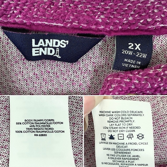 LANDS' END Pullover Tunic Sweater Boucle Tweed Top Casual Travel Magenta Pink 2X - Picture 5 of 8
